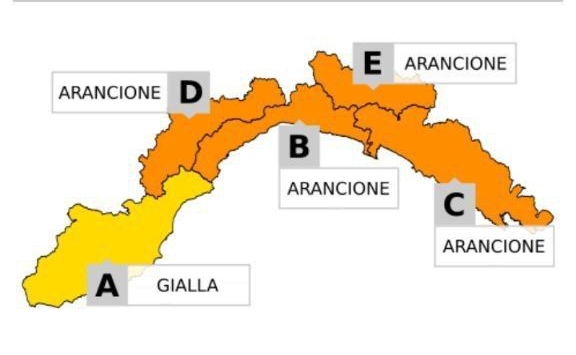 Allerta arancione per temporali su quasi tutta la Liguria