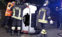 Auto ribaltata, chiusa a Rapallo via San Pietro di Novella