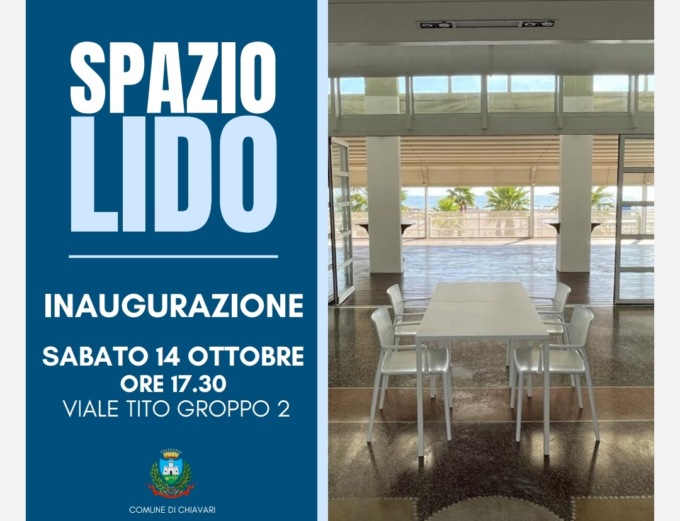 “Spazio Lido” di Chiavari, sabato 14 ottobre l’inaugurazione