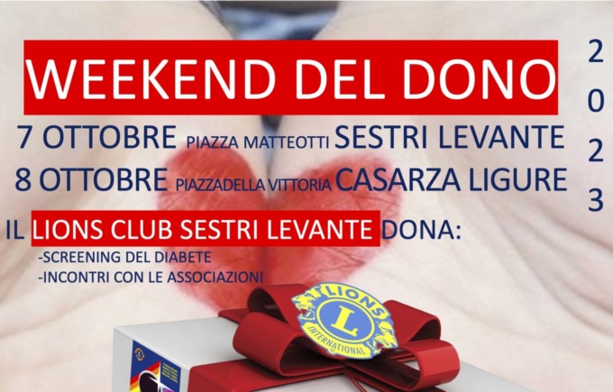 Il Lions Club Sestri Levante organizza il Weekend del dono