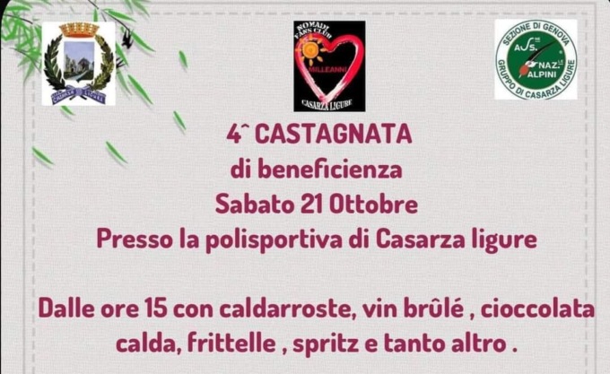 Castagnata di beneficenza a Casarza, oggi la 4° edizione