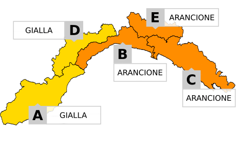 Prolungata l’allerta arancione sul centro-Levante (zone B, C, E)