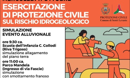 Mercoledì 11 ottobre prima esercitazione di Protezione Civile sul rischio idrogeologico a Sestri Levante