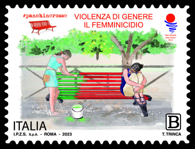 Un francobollo dedicato alle Panchine Rosse