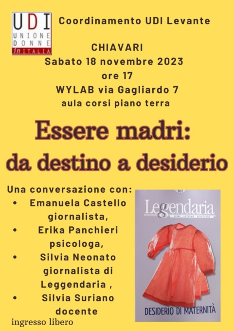 “Essere madri: da destino a desiderio”, sabato 18 novembre la conferenza a Chiavari