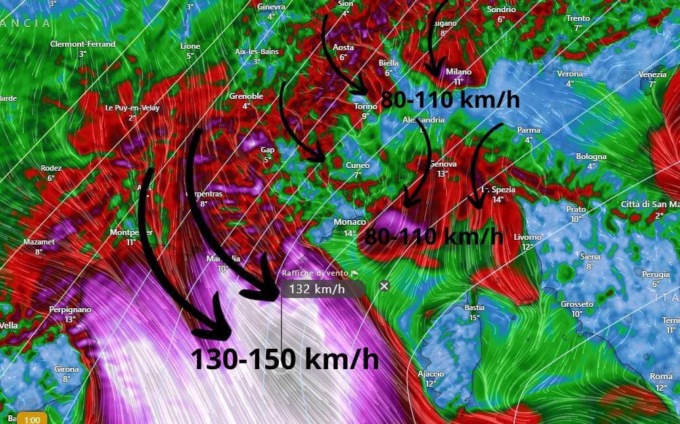 Vento di burrasca in tutta la Liguria