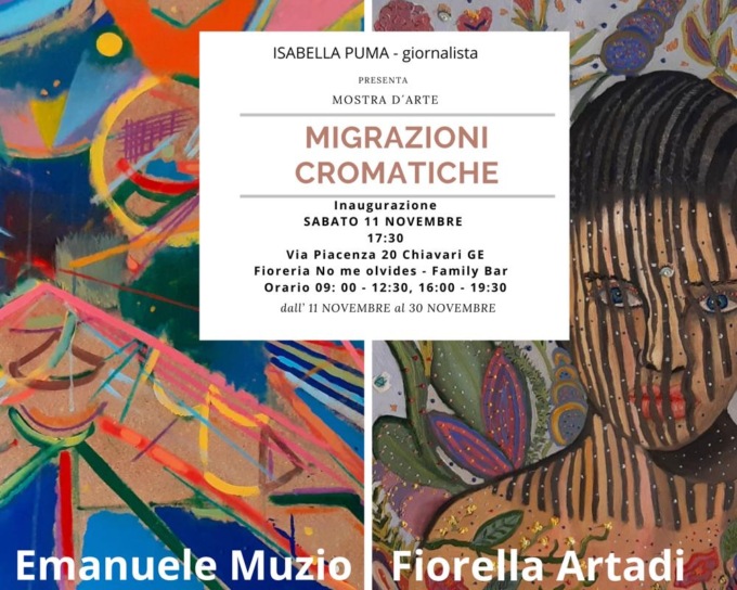 “Migrazioni Cromatiche”, sabato 11 novembre l’inaugurazione a Chiavari