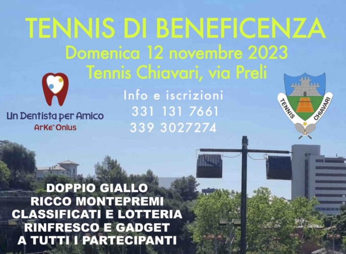Domenica 12 novembre tennis di beneficenza a Chiavari