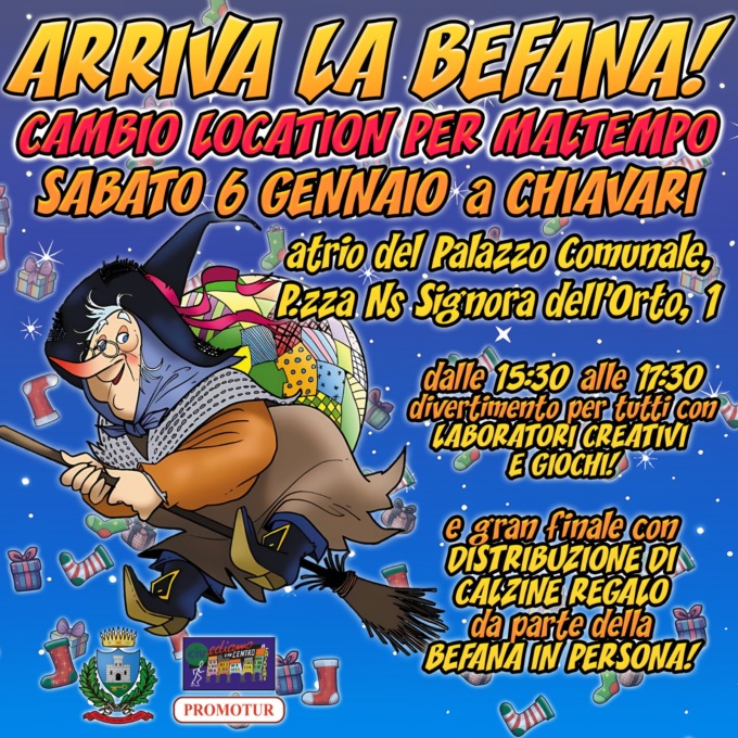 Causa pioggia la Befana di Chiavari cambia location