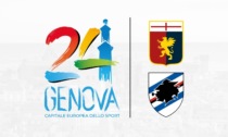 Sulle maglie di Genoa e Sampdoria il logo di "Genova Capitale Europea dello sport 2024"