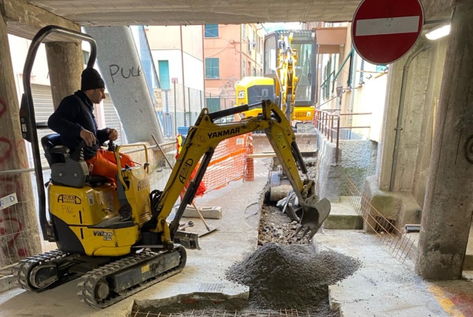 Sestri Levante, ruspe in azione in tutta la città per il miglioramento idraulico