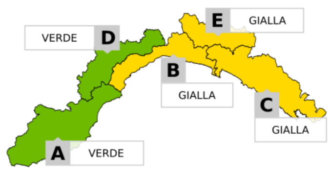 Scatta l’allerta gialla sul Levante