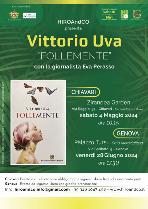 “Follemente”, a Chiavari sabato 4 maggio arriva il libro di Vittorio Uva