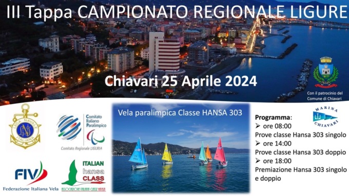 Vela paralimpica, il 25 aprile la terza tappa del Campionato regionale a Chiavari