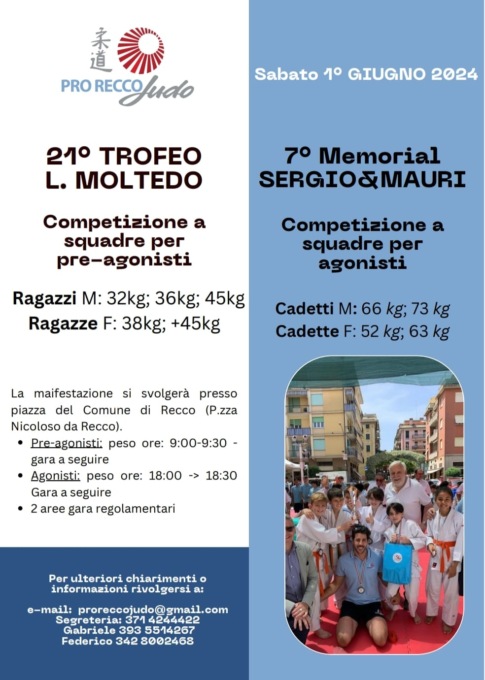 Recco, torna il trofeo di judo “L. Moltedo – 7° Memorial Sergio & Maurizio”