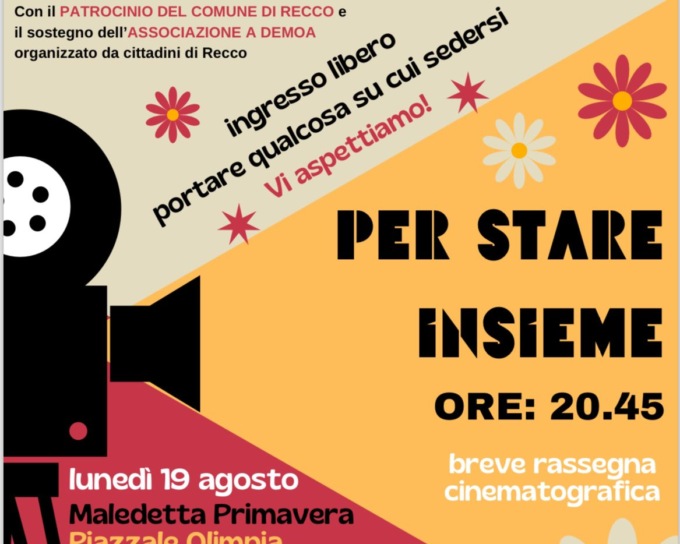 Cinema all’aperto a Recco con la rassegna “Per stare insieme”