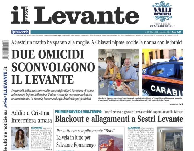 Il Nuovo Levante da oggi in edicola