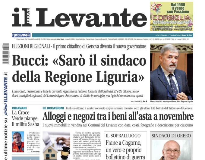 Il Nuovo Levante da oggi in edicola