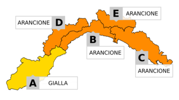 Giovedì 17 ottobre allerta massima per temporali sul Centro Levante della Liguria