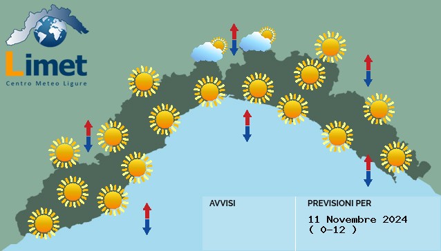 Il meteo per lunedì 11 novembre