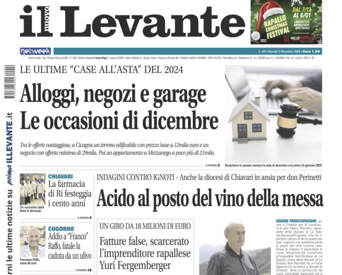 Il Nuovo Levante da oggi in edicola