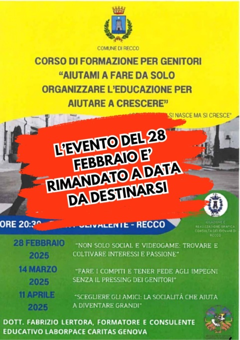 Recco: rimandato il primo incontro del corso “Aiutami a fare da solo”
