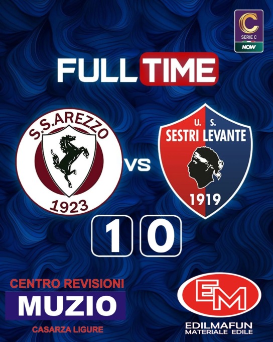 Serie C, l’U.S. Sestri Levante perde 1 a 0 contro l’Arezzo