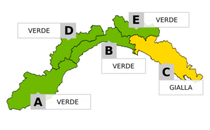 Allerta gialla per piogge e temporali sul Levante