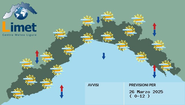 Meteo: nel Levante cielo sereno alla mattina, nel pomeriggio qualche breve rovescio