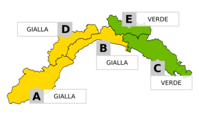 Arpal: allerta gialla per temporali da mezzanotte alle 15 di giovedì 17 aprile