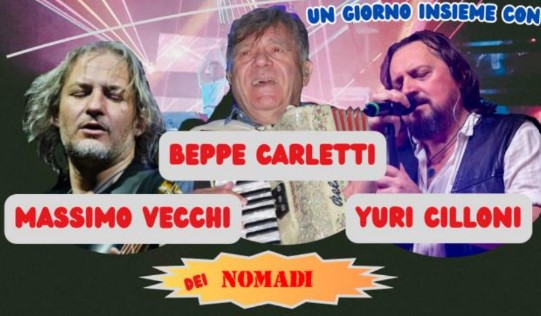 Beppe Carletti, Yuri Cillobi e Massimo Vecchi de “I Nomadi” a Chiavari