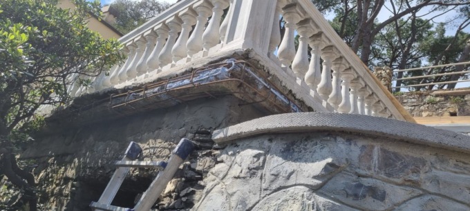 Zoagli, recupero della terrazza inferiore del giardino intitolato al Milite Ignoto