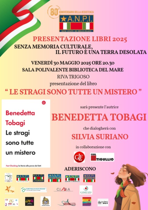 Sestri, venerdì 30 maggio l’incontro con Benedetta Tobagi