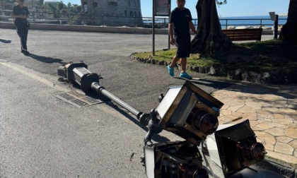 Abbatte accidentalmente un lampione con il furgone