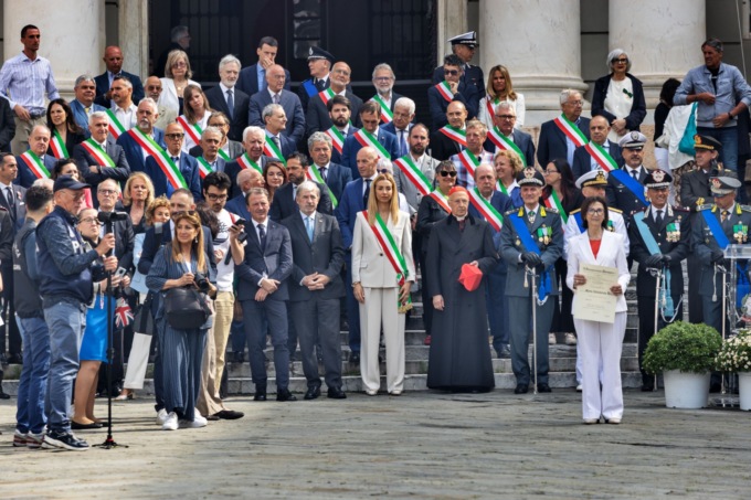 Il presidente Bucci: “I valori di libertà, pace e coesione guidino la crescita dell’Italia e della Liguria”
