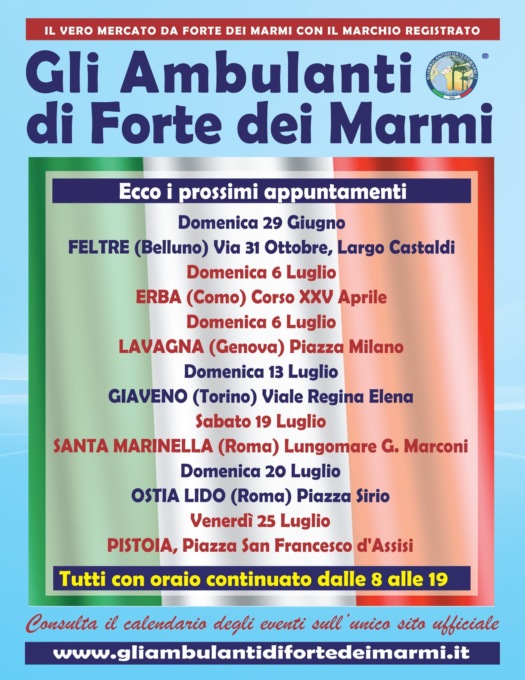 Il mercato degli ambulanti di Forte dei Marmi si sposta a Lavagna