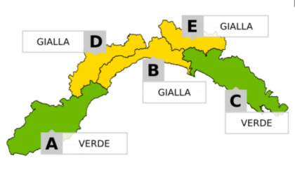 Allerta gialla per temporali sul centro della regione e sui versanti padani di ponente e di levante