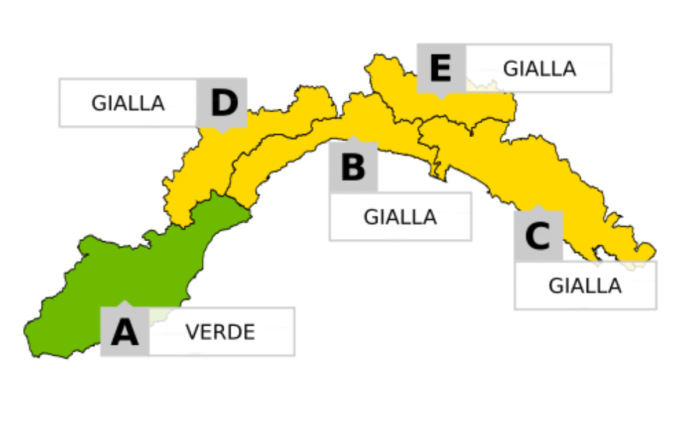Allerta gialla per temporali su BCDE prolungata fino alle 18