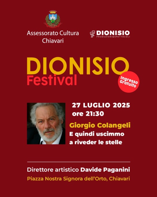 Dionisio Festival, domenica 27 luglio Giorgio Colangeli in “E quindi uscimmo a riveder le stelle”