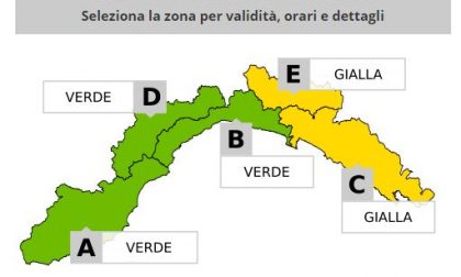 Arpal conferma la chiusura dell’allerta gialla per temporali sul levante (Zone CE) alle 18 di oggi