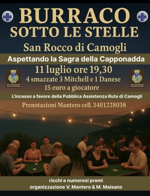 San Rocco di Camogli, la Capponadda parte con il Burraco sotto le Stelle