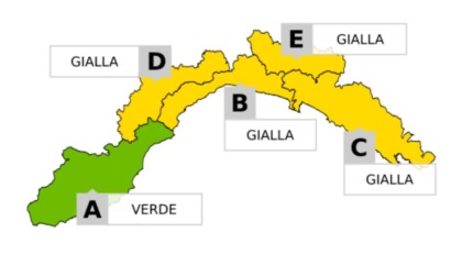 Arpal emette allerta gialla per temporali