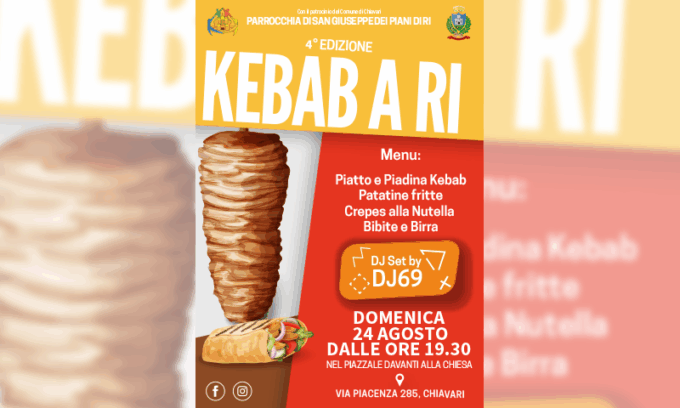 24 agosto – Cena “Kebab a Ri” con il gruppo giovani della Parrocchia di San Giuseppe dei Piani di Ri