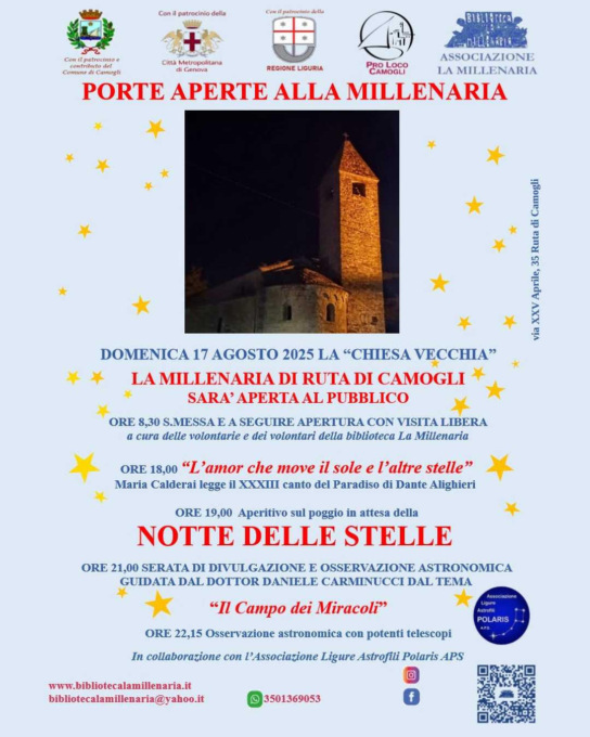 Notte delle Stelle, emozioni tra storia e astronomia a Camogli