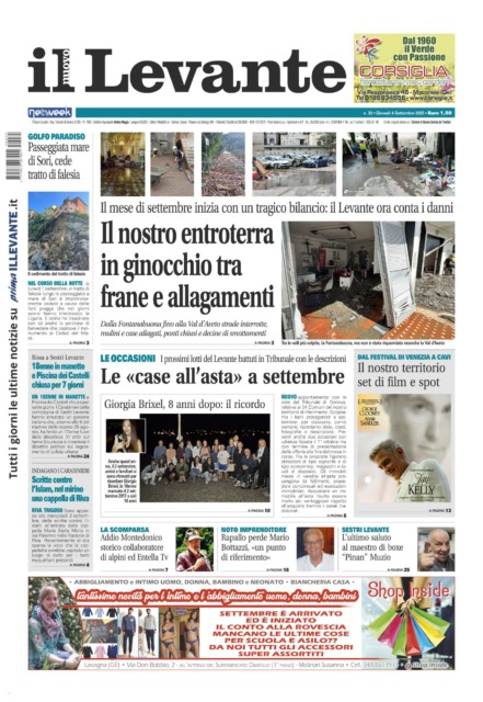 Il Nuovo Levante da oggi in edicola