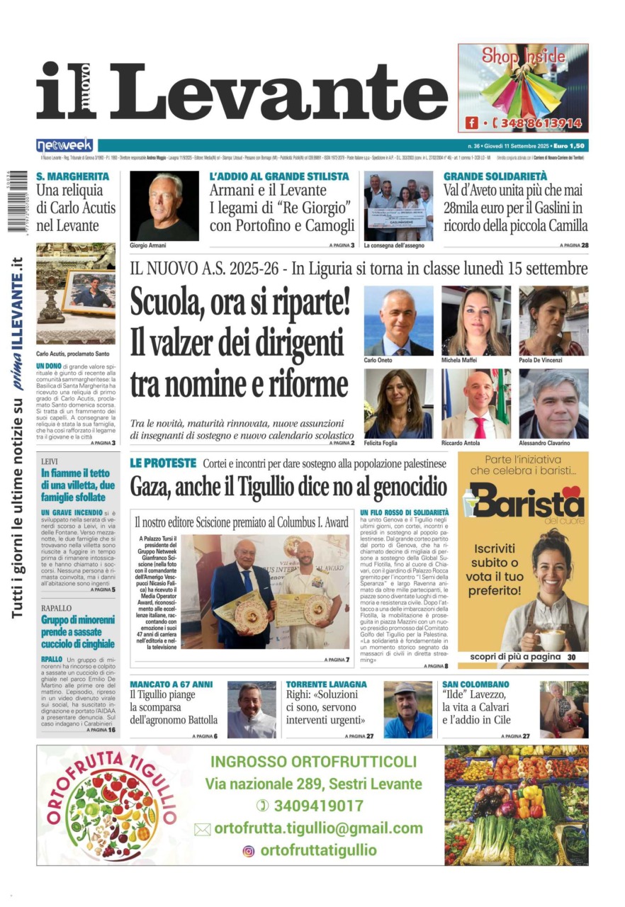 Il Nuovo Levante da oggi in edicola