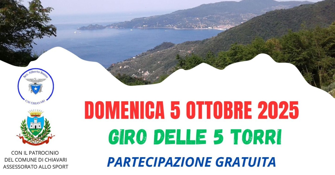 Domenica 5 ottobre il “Giro delle 5 Torri” con il CAI Chiavari