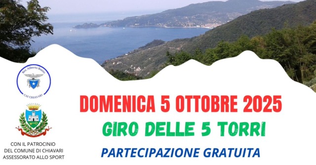 Domenica 5 ottobre il “Giro delle 5 Torri” con il CAI Chiavari