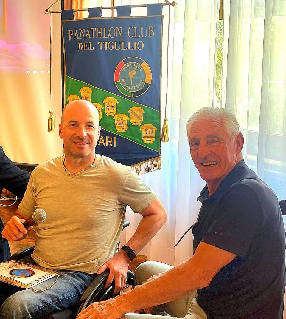 L’emozionante incontro tra Vittorio Podestà e Francesco Moser a Chiavari