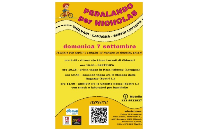 “Pedalando per Nicholas” tra Chiavari e Sestri Levante